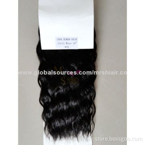 100% human hair, curly wave, 10 inches, 1B# color